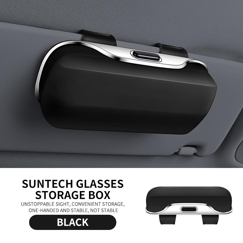 Multifunction Car Glasses Box Portable Car Sunglasses Holder Car Driving Glasses Holder Press Switch Eyeglass Case Sun Visor