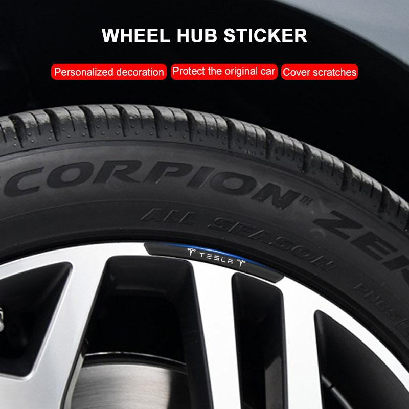 4Pcs Auto Wheel Hub Badge Tire Rim Stickers Accessories For Tesla Model 3 Model X S 2016-2023 Model Y Decals TM3 TMX