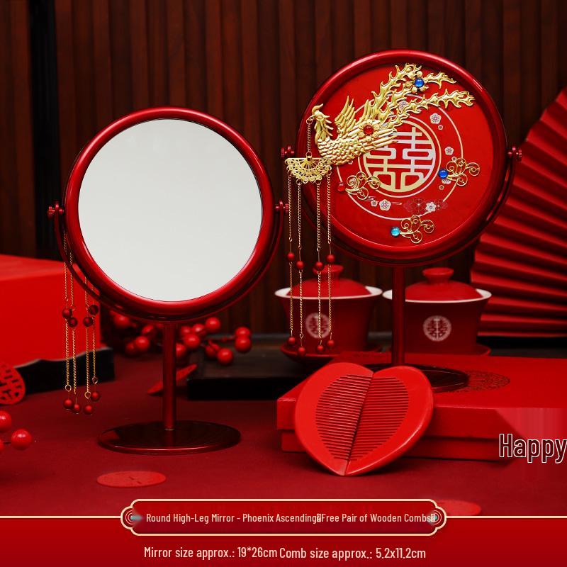 Полный свадебный набор невесты в европейском стиле: Пара зеркал и красные приданые вещи