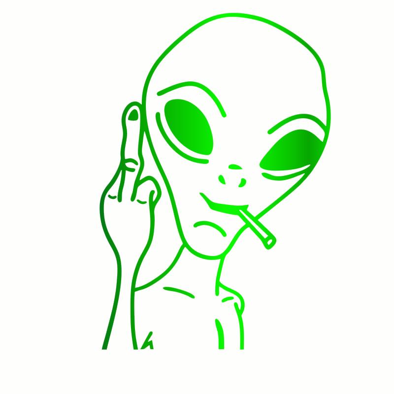 HungMieh Car Stickers Funny Alien Personality Ufo Decals Laser Vinyl Sticker Car 3D Car Styling Decoration 10.3X15cm