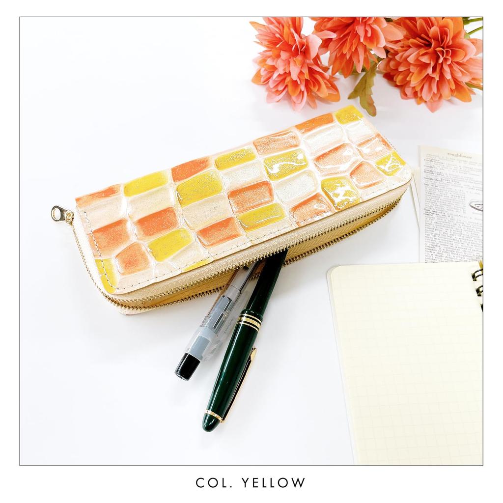 Натуральная кожа круглый пенал тонкий компактный тонкий пенал держатель для ручек простые канцелярские принадлежности коровья кожа тисненая эмалированная кожа витражное стекло синего цвета