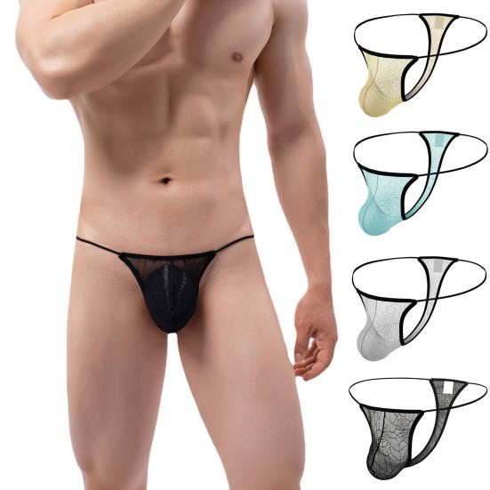 Men Briefs U Convex Great Elasticity Lace Jockstrap Spider Web Pornographic See-through Comfortable