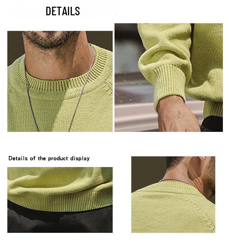 2025 Autumn Men's American Retro Multi-color Raglan Sleeve Round Neck Sweater - Loose Casual Fit