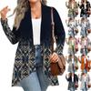 Женский осенне-зимний модный повседневный кардиган средней длины с принтом и длинным рукавом