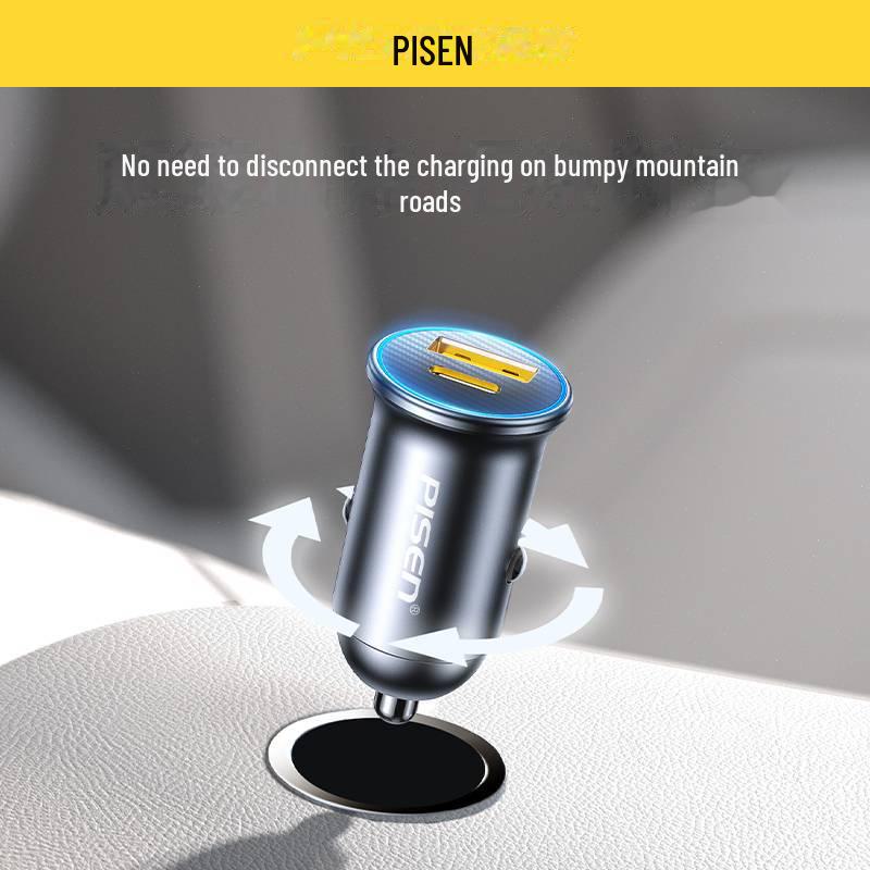 PISEN 66W Fast Car Charger for Apple & Android, 3-Port USB Adapter