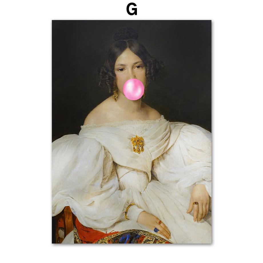 Funny Vintage Portrait Reading Lady Wall Art Canvas Baroque Rococo Oil Painting Posters Prints Wall Pictures Living Room Decor