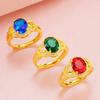Vietnam Sand Gold 24K Zircon Crystal Women's Open Ring
