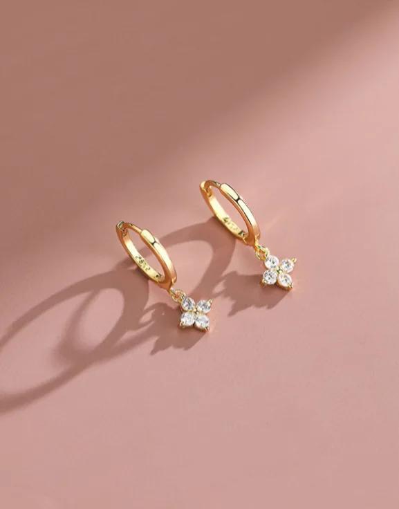 Classic Gold Color Stainless Steel Geometric Circle Hoop Earrings for Women Charm Zircon Korean Zircon Party Accessories Gift