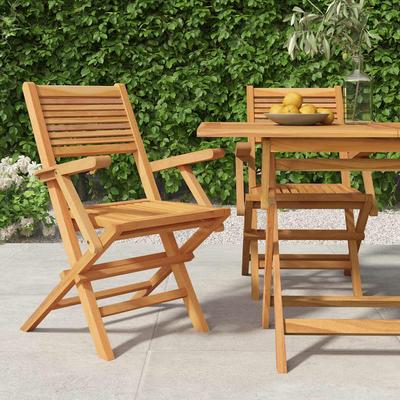 vidaXL Klappstühle, 2 Stück, 55 X 62 X 90 Cm, Massivholz Teak