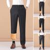 Men Thickened Dress Pants Fleece Lined Formal Pants Straight Leg Warm Suit Trousers