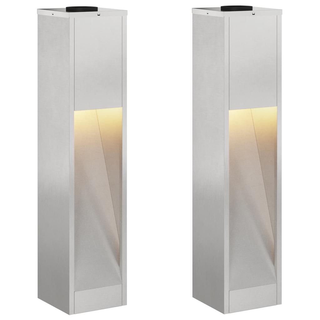 Solar LED Path Light 2 pcs Silver Stainless Steel