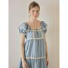 Lunaluz Women Veronia Sand Washing Square Neck Half Sleeve Dress