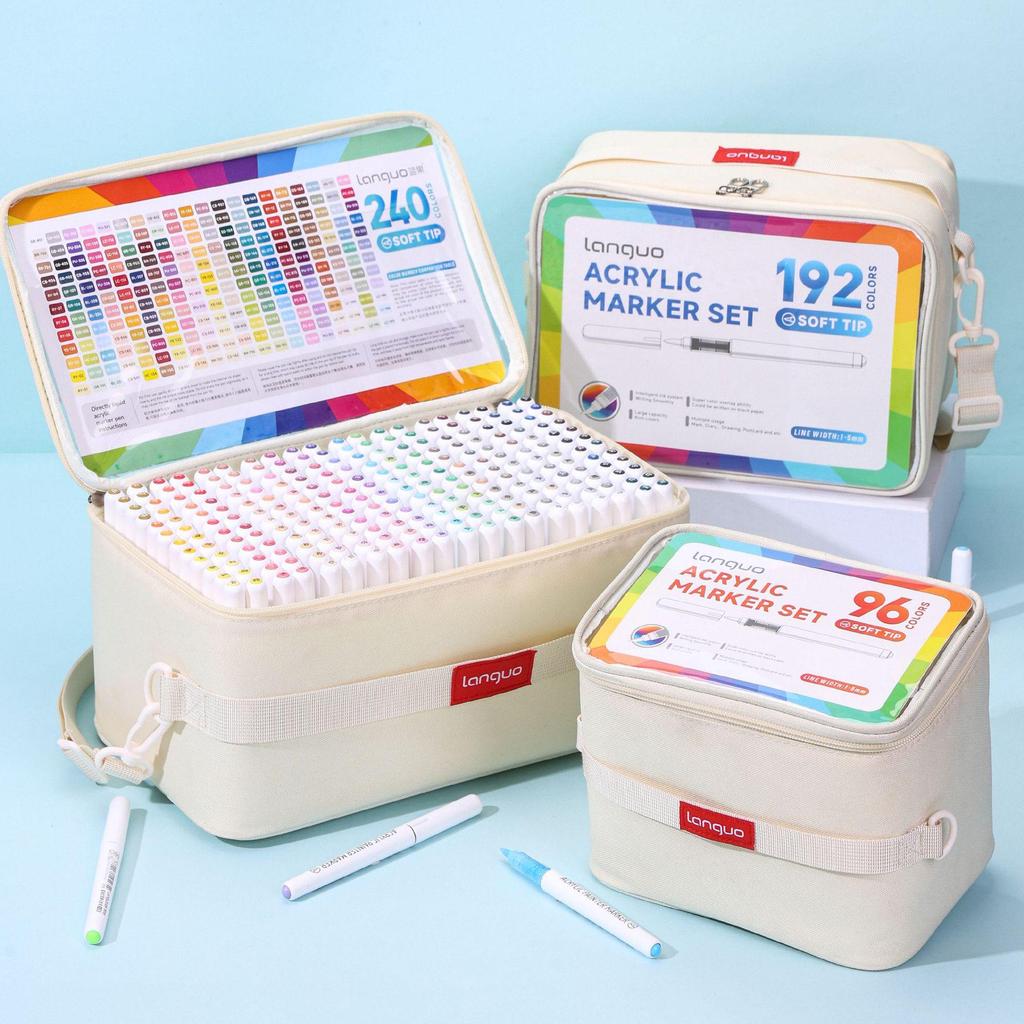 Набор акриловых маркеров Blue Fruit 240 цветов с мягким наконечником для студенческих граффити и рисования