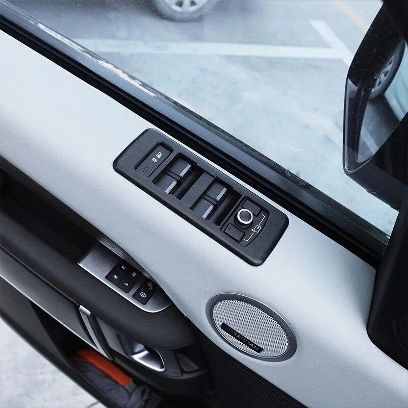 4Pcs/Set Car Window Glasses Lift Switch Button Frame Cover Trim Fit For Land Rover Discovery 5 LR5 L462 2017-20 Auto Accessories