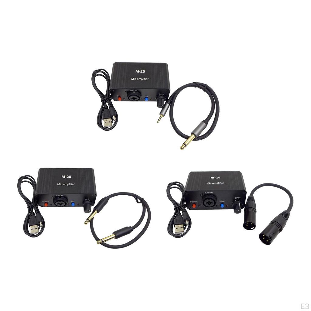 Microphone Preamp Amplifier Stereo System Portable XLR Dynamic 48V M-20 Audio