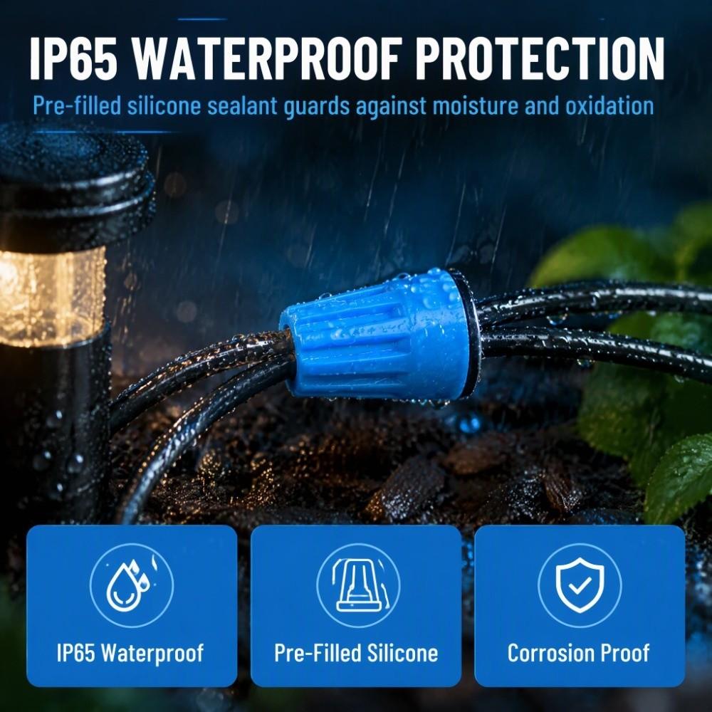 50pcs UL Listed Waterproof Wire Caps IP65 Rated Electrical Wire Connector For Sprinklers
