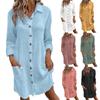 13/5000 Women's Fashionable V-neck Loose Long-sleeved Dress