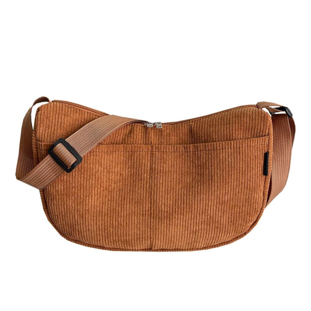 Large Capacity Solid Color Shoulder Bag Korean Style Canvas Handbag Corduroy Shoulder Bag Women