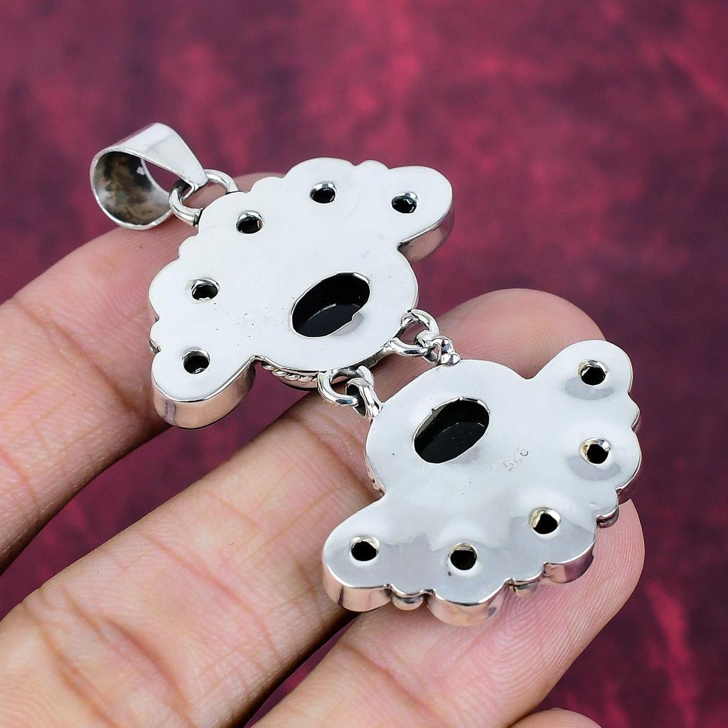 Black Onyx 925 Solid Sterling Silver Pendant, Handmade Gemstone Jewelry Pendant For Memorial Day