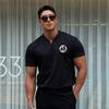 Man Fashion Short Sleeve T Shirt Men Fitness Bodybuilding Summer High Quality V-neck Tshirt Top Tees New Brand Cotton Gym Clothing