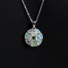 Colorful Natural Opal Gemstone with Green Emerald Pendant Necklace Fine Jewelry 925 Sterling Silver Gift for Women