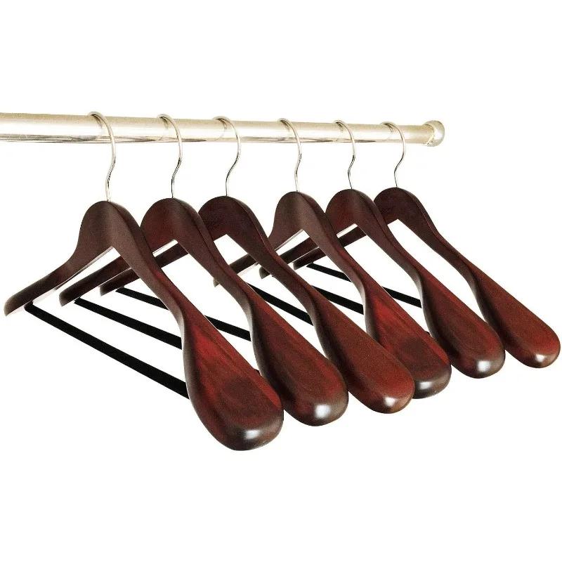 Товары Деревянные вешалки для пальто и костюмов - Очень широкие плечи Деревянные вешалки для одежды с бархатной перекладиной | Премиальные для одежды и брюк