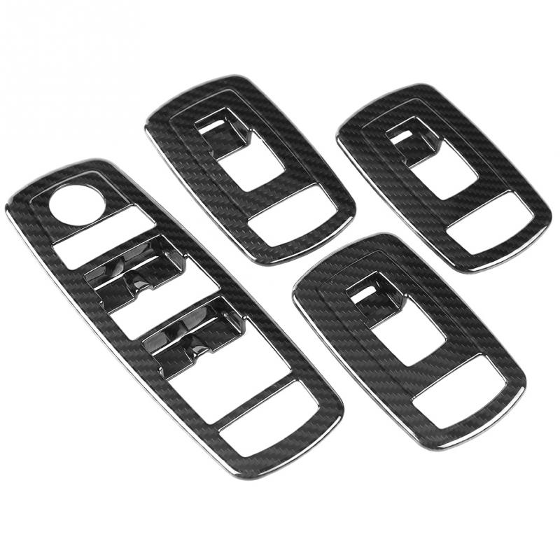 4Pcs Carbon Fiber Style Car Window Switch Panel Lift Button Frame Cover Trim for Maserati Levante 2017-2018 Car