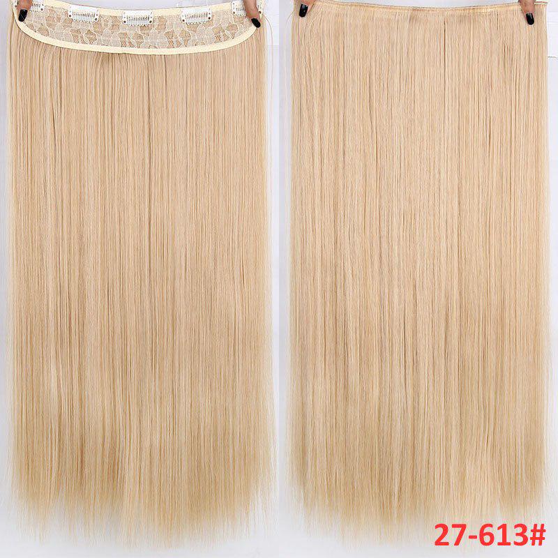 Long Straight Clip In One Piece Synthetic High Temperature Synthetic 5 Clips Hair Pieces