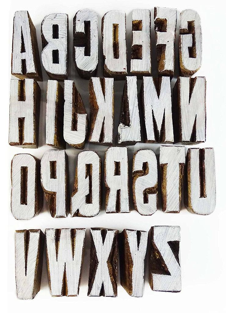 Ручной резной блок печати текстовых штампов с алфавитом Деревянный текстильный блок штампов