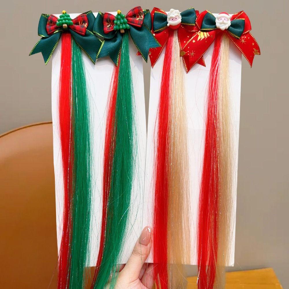 1/2Pcs Vibrant Festive Hairpin Ornament Santa Claus Wig Braid Hair Tie Hair Accessories