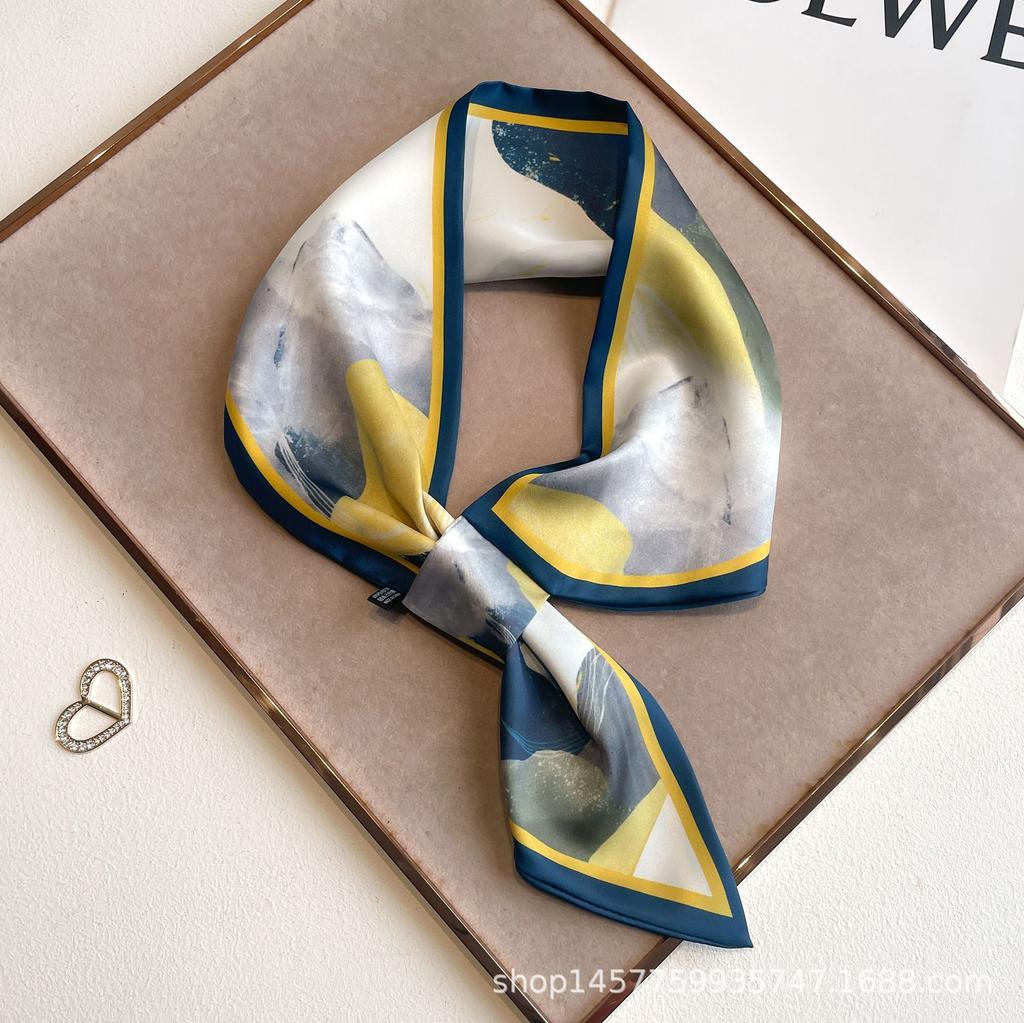 Silk Scarf Small Long Square Scarf Women'S High-End Neck Protection Scarf Professional Matching Shirt Scarf