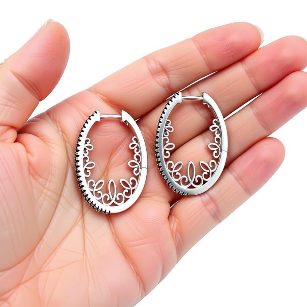 Black Awn Черные овальные серьги-кольца с большой индивидуальностью