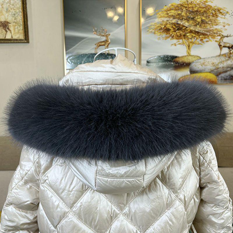 Женский воротник из искусственного меха лисы и енота черного и белого цвета для пуховой шапки - Единичная покупка