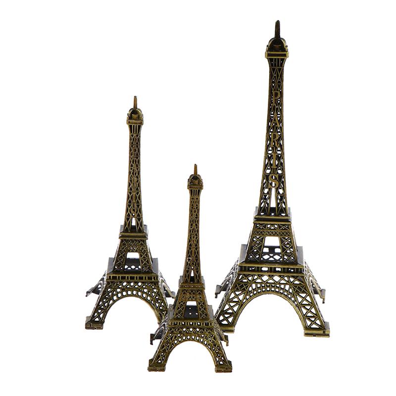 Retro Paris Eiffel Tower Model Home Desk Bronze Metal Statue Figurine Decor