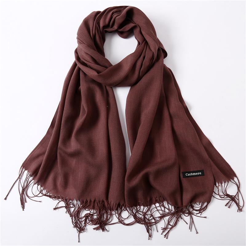 2024 Autumn And Winter Imitation Cashmere Scarf Solid Color Fashionable Versatile Warm Shawl Tassel Scarf