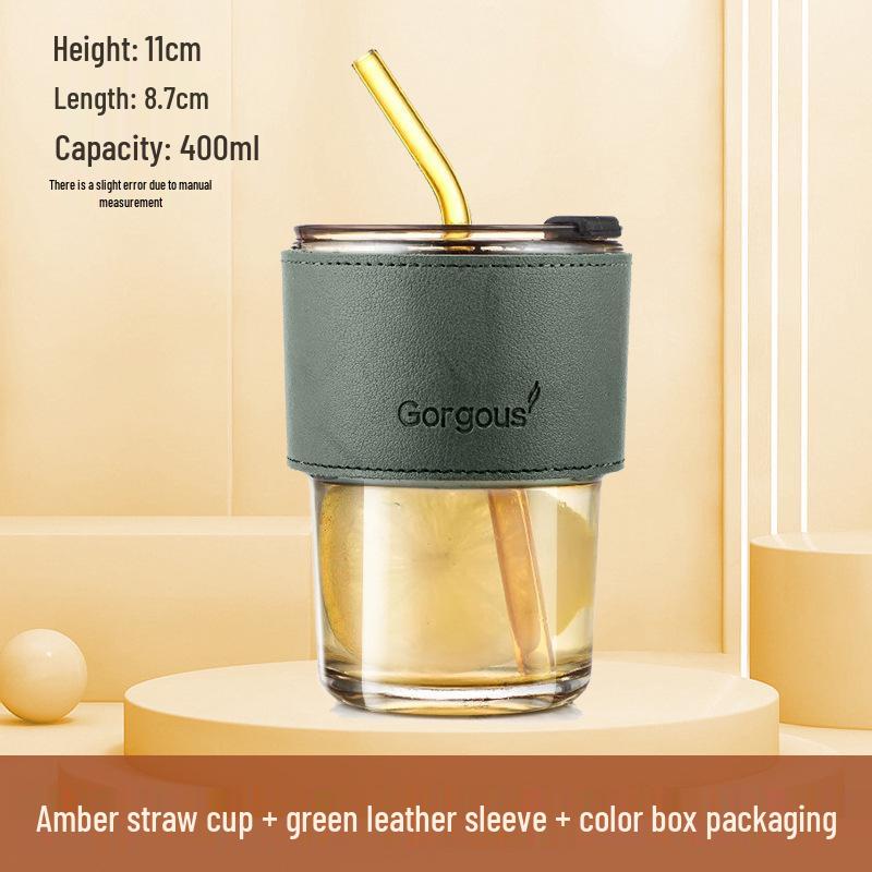 Bamboo Glass Cup: Versatile & High-Value Double-Walled Cup with Straw for Water, Coffee, & More - Premium Souvenir