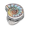 Ammonite Fossil Gemstone 925 Sterling Silver Jewelry Ring Size 8.5