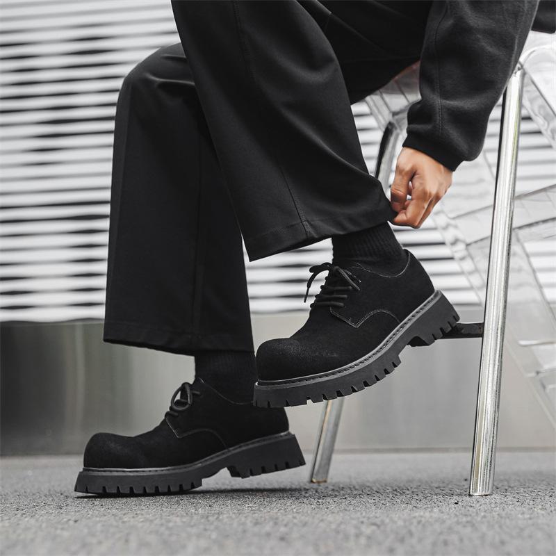Leather Shoes Men's Autumn New Tooling Platform Heightening British Style Casual Retro Derby Shoes 1099-J