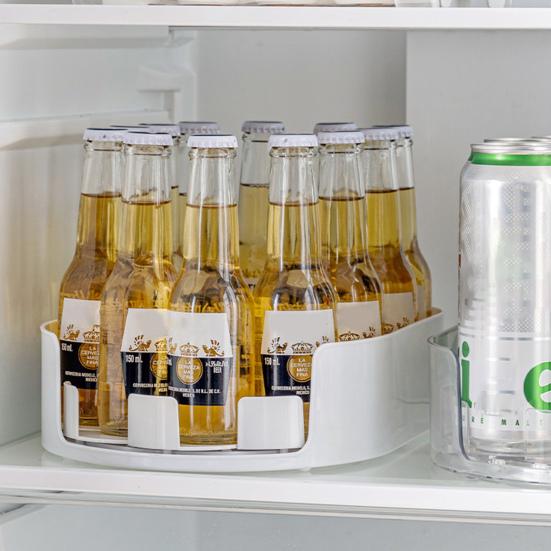 Fridge Storage Box Spice Rack 360-Degree Rotatable Design Large Capacity Transparent Turntable Condiment Organizer