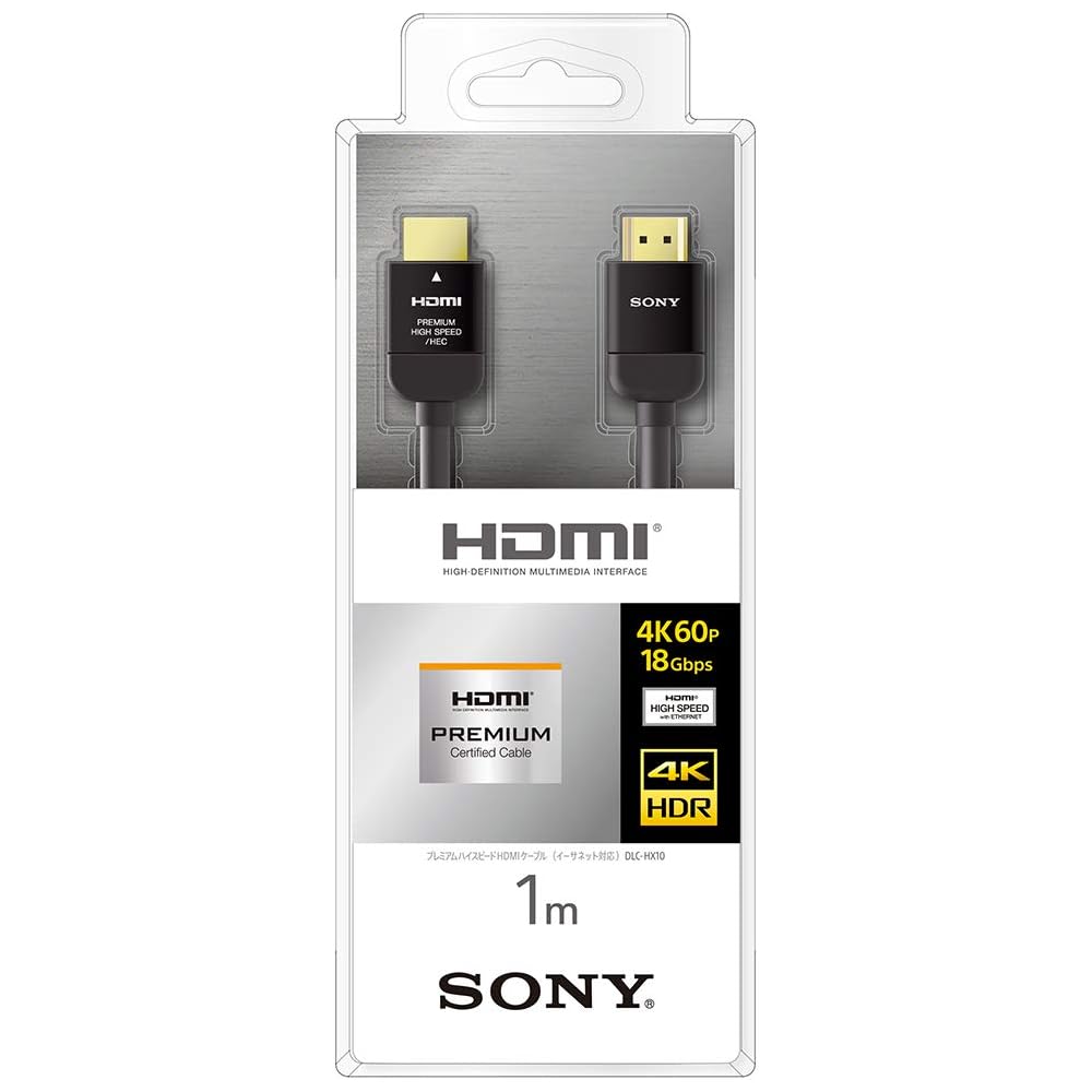 Sony Premium HDMI Cable 1.0m High Speed 4K 60P/4K HDR/Ultra HD Compatible Certified DLC-HX10