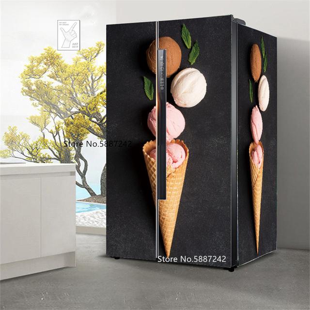 Наклейки на холодильник с морским пейзажем для обоев на холодильник, виниловые самоклеящиеся декорации для пейзажей, пленка для морозильной камеры, пляжная крышка для кухни