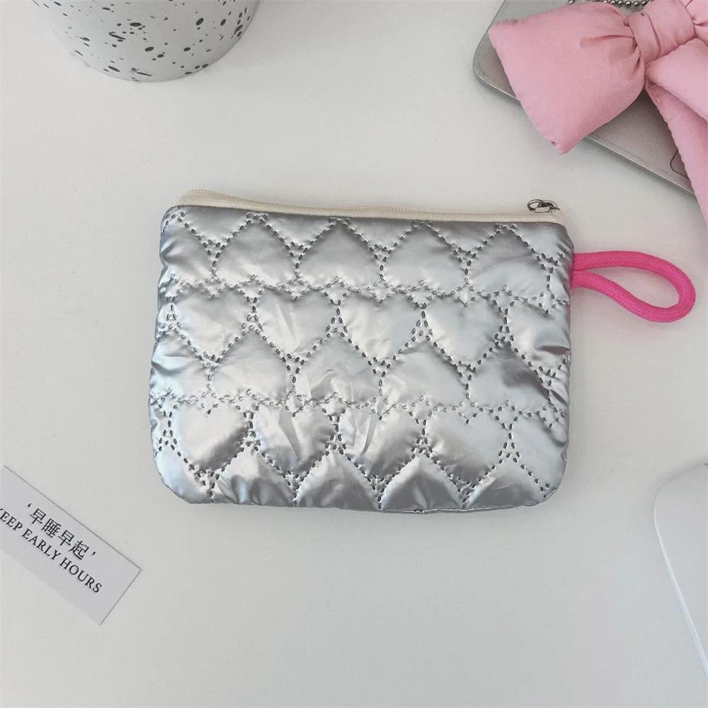 Small Pink Bow Makeup Lipstick Storage Bag Cute Cosmetic Bags Coin Purse Commuter Clutch Ins Style Women's Makeup Bag