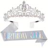 Bling Rhinestone Crystal Crown Tiara Birthday Girl Queen Sash and Crown for Women Birthday Party Decoration Kit
