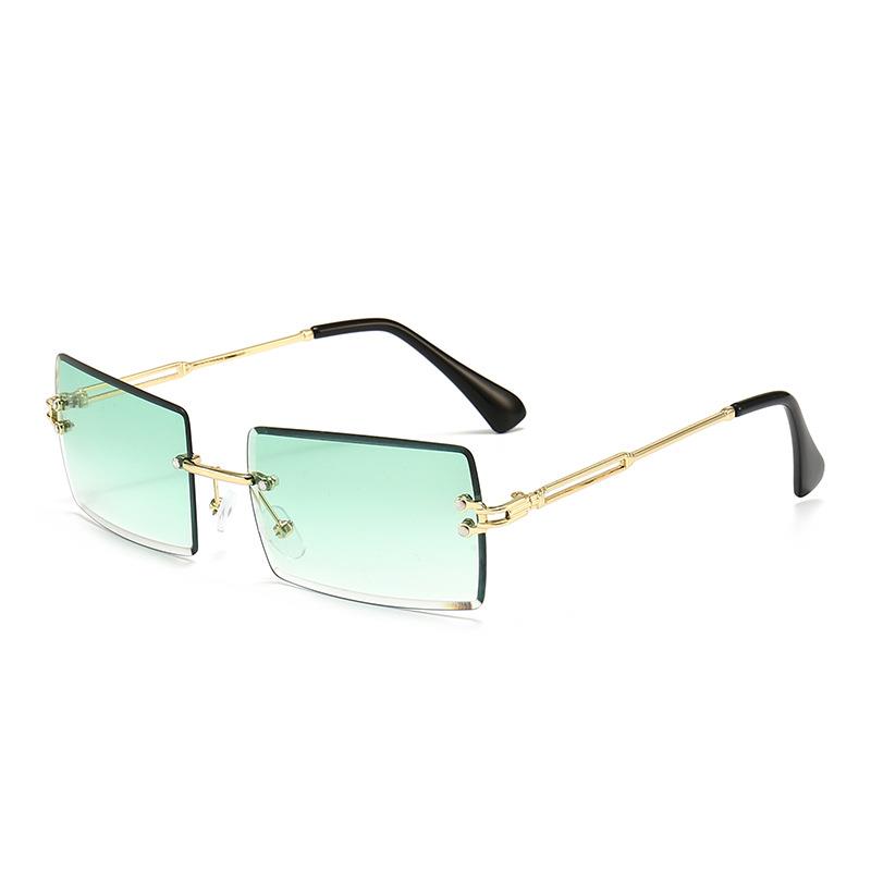 Vintage Fashion 2022 New Sunglasses Rimless Frameless Rectangle Shades Gradient UV400 Summer Traveling Sun Glasses for Women