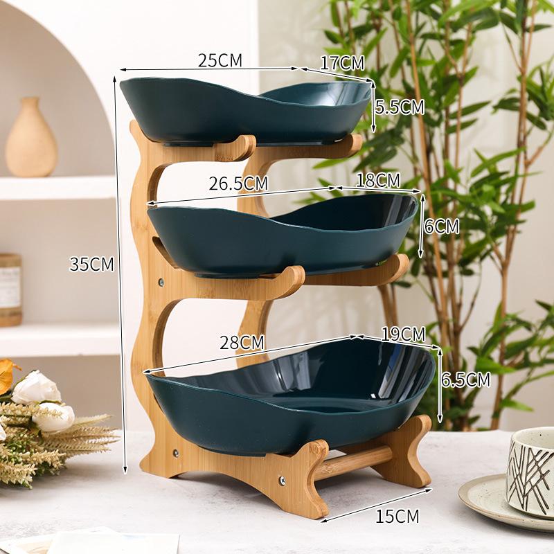 Бытовой Многослойный Поднос из Массива Дерева Гостиная Поднос для Фруктов Хранение Корзина для Фруктов Поднос для Закусок Подставка для Десертов