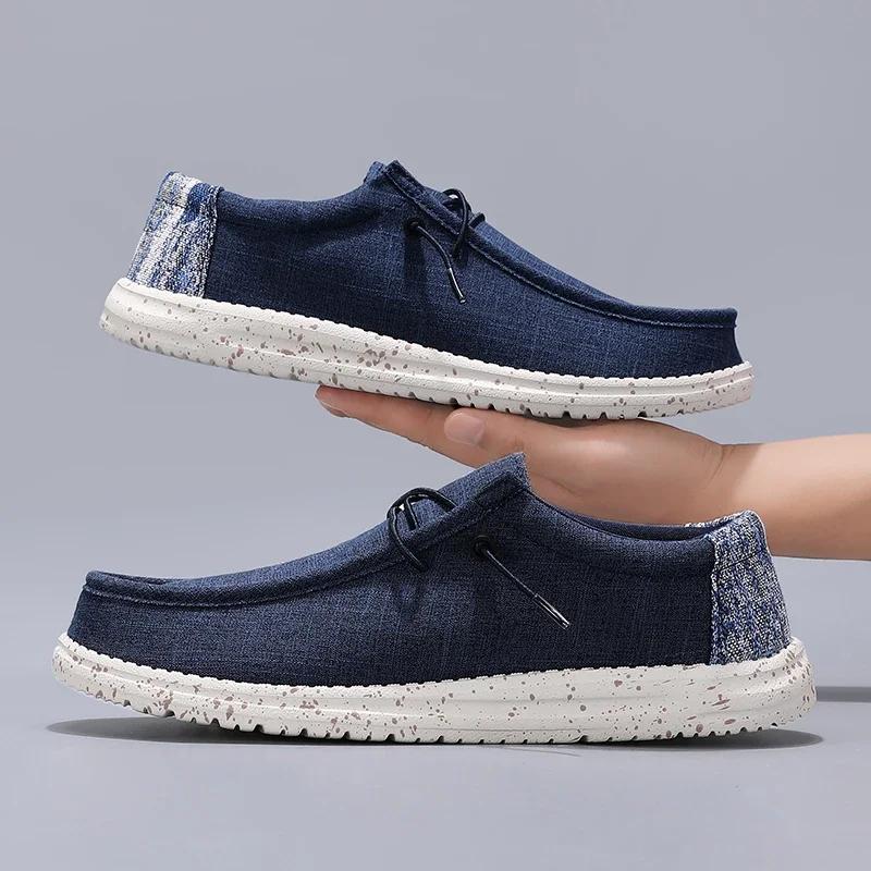 Мужская парусиновая обувь Мужские мокасины Легкие мягкие подошвы дышащие без застежек для ходьбы повседневные туфли для мужчин обувь большой размер 48