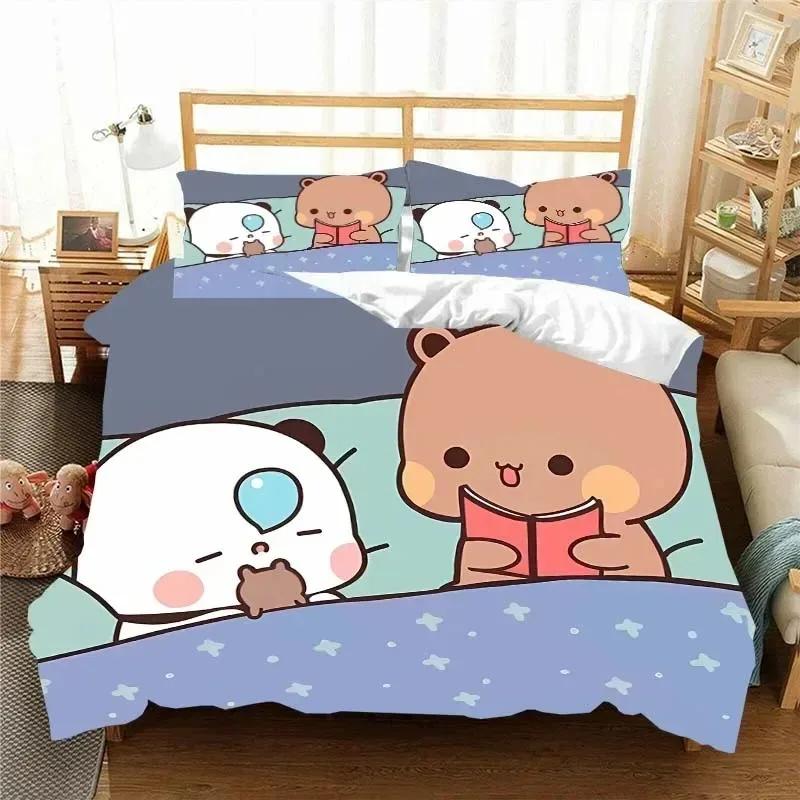 Kawai Bubu плюс Dudu 3D-печать Аниме Комплект постельного белья Мягкая наволочка Теплое одеяло Постель Односпальная Полуторная Полный Размер King Queen Размеры Комплект постельного белья Дети