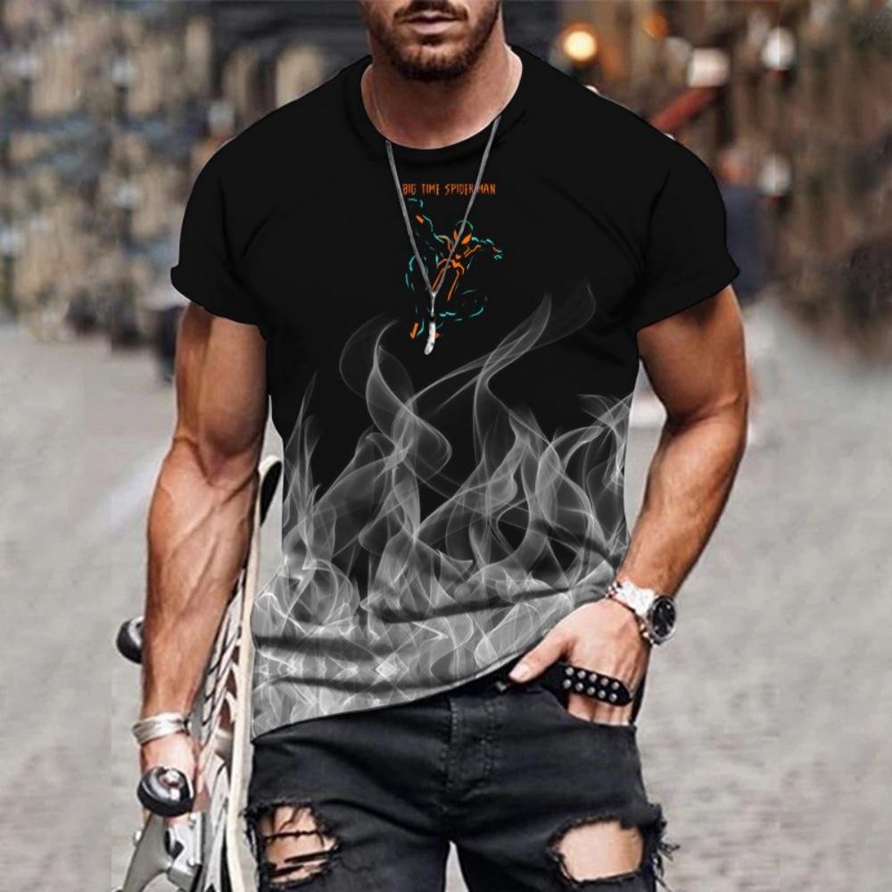 Трендовая градиентная печать повседневная свободная мужская футболка с короткими рукавами и 3D-цифровым принтом, круглый вырез, свободный крой