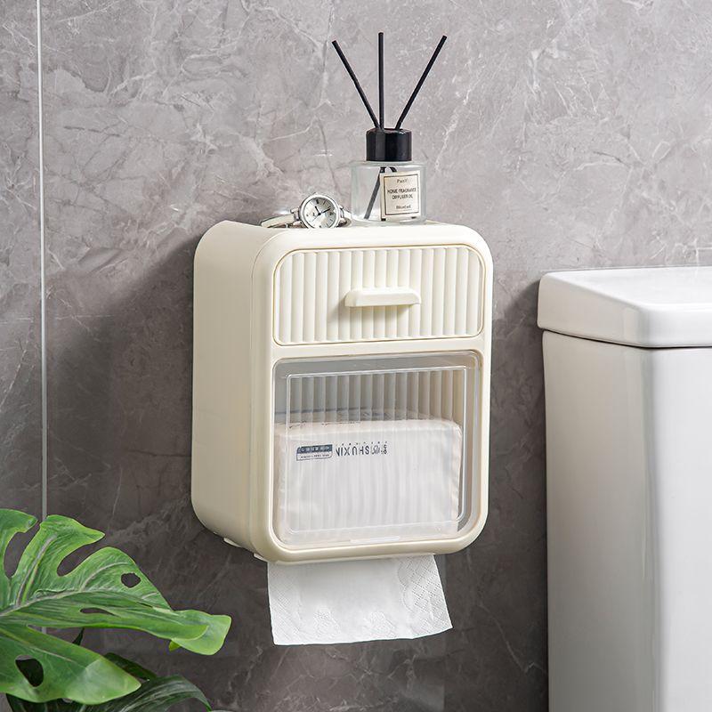 Household Tissue Box Wall Mounted Restroom Bathroom Tissue Storage Box No Punching Required