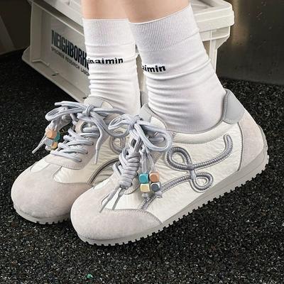 Ван Ибо Ян Ми женские ретро кроссовки на толстой подошве шнуровка повседневные милые уродливые маленькие белые туфли